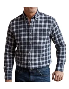 Camisa de hombre viella marino con cuadros Davo 460 2