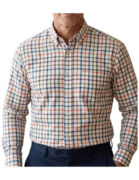 Camisa de hombre viella crudo con cuadros Davo 461-1