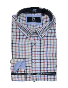 Camisa de hombre viella en crudo con cuadros de colores DAVO 457